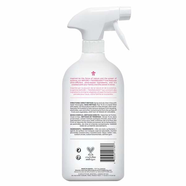 Attitude Unscented Fruit & Veggie Wash 800ml