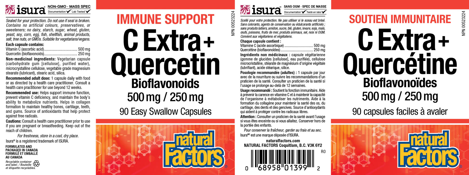 Immune Support C Extra Quercetin Bioflavonoids 500mg 90 caps