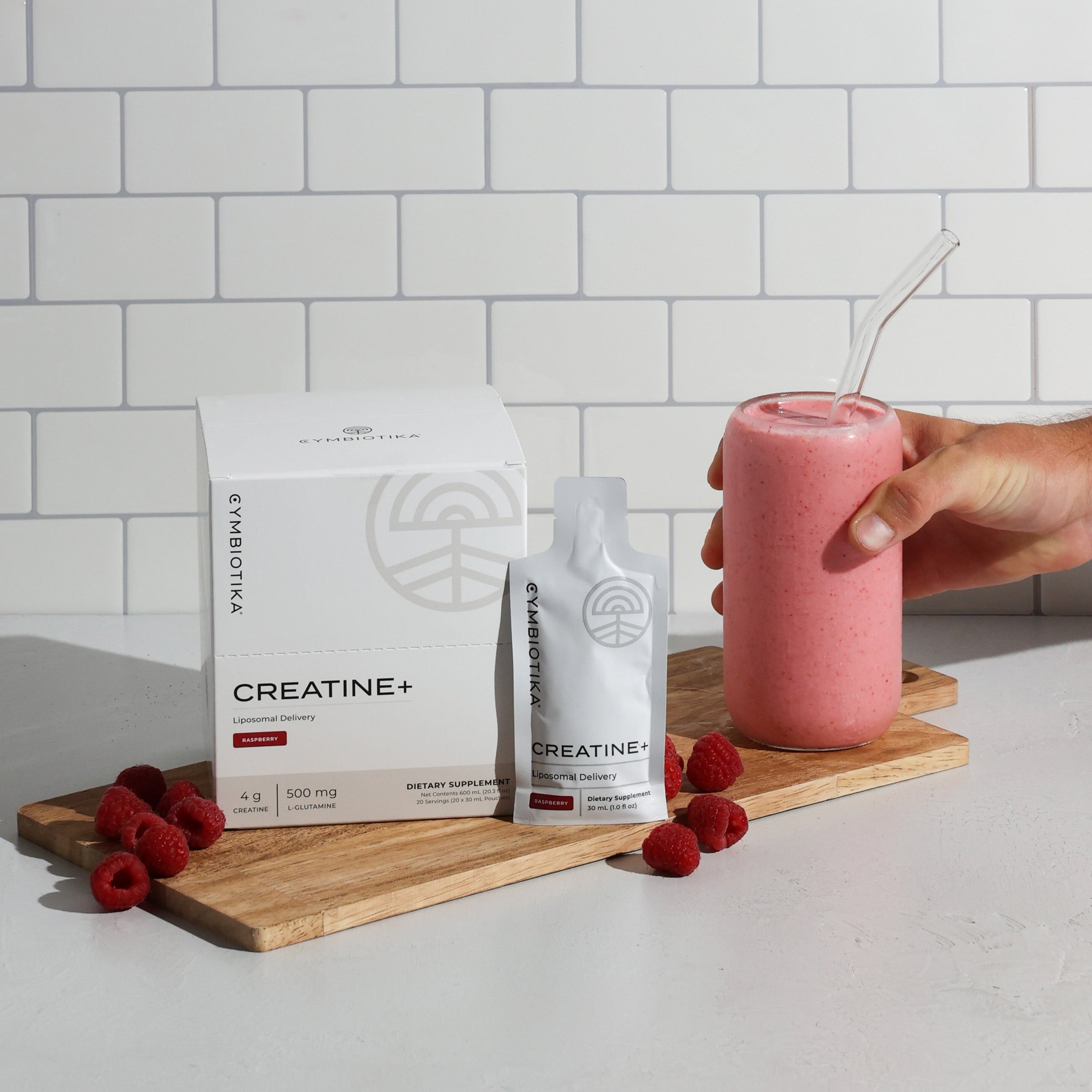 Cymbiotika Creatine+ w/L- Glutamine Raspberry Single Serving