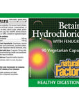 Natural Factors Betaine Hydrochloride with Fenugreek 500mg 90 caps