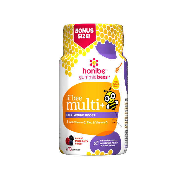 Honibe Lil Bee Multi with Immune Boost Mixed Berry 70 gummies