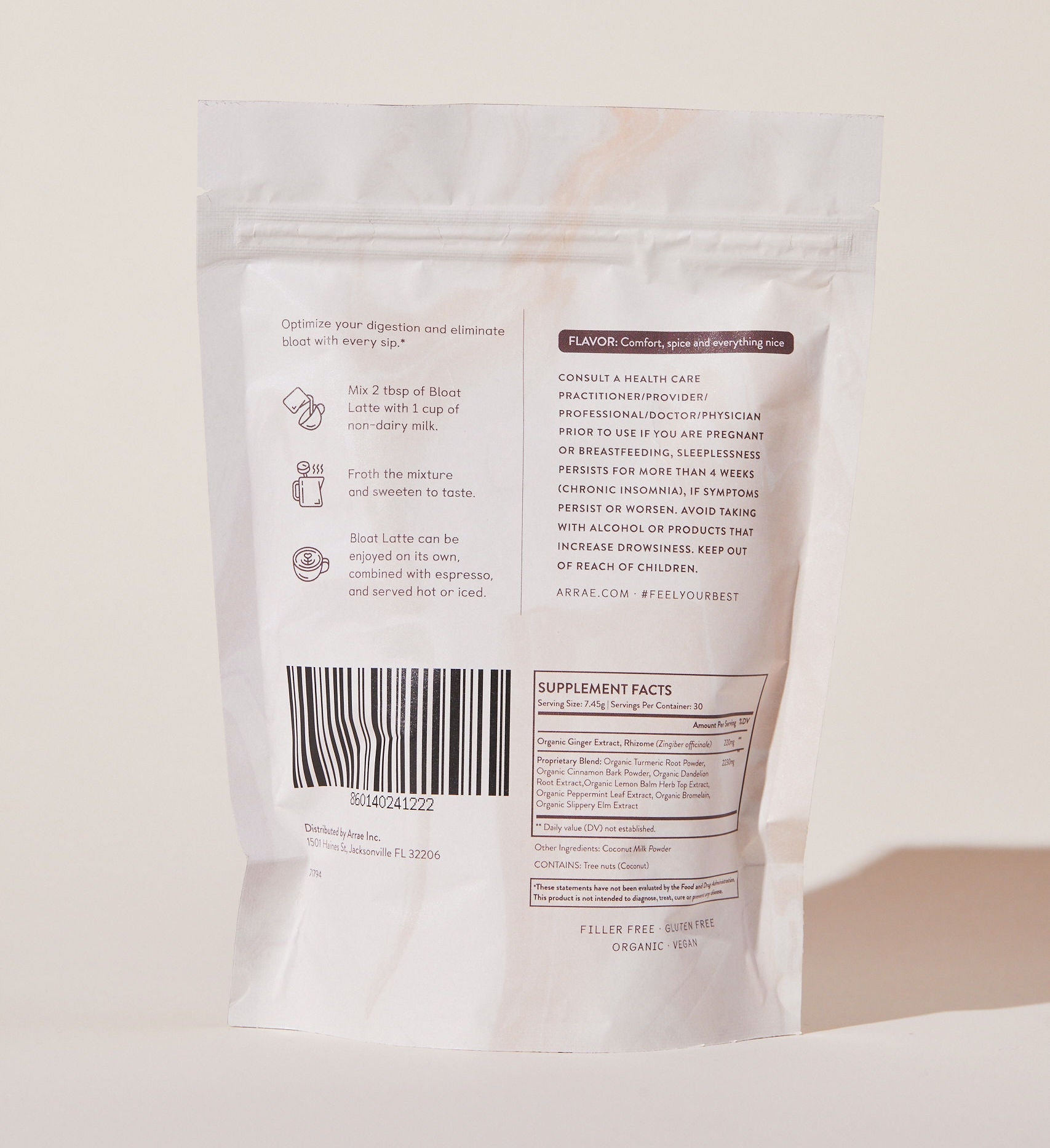 Arrae Bloat Latte 30 servings 223.5g
