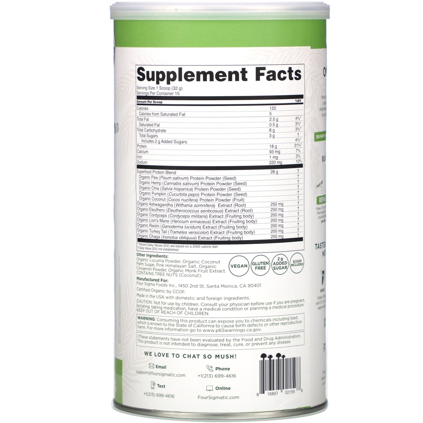 Plant Based Protein Unflavoured 480g