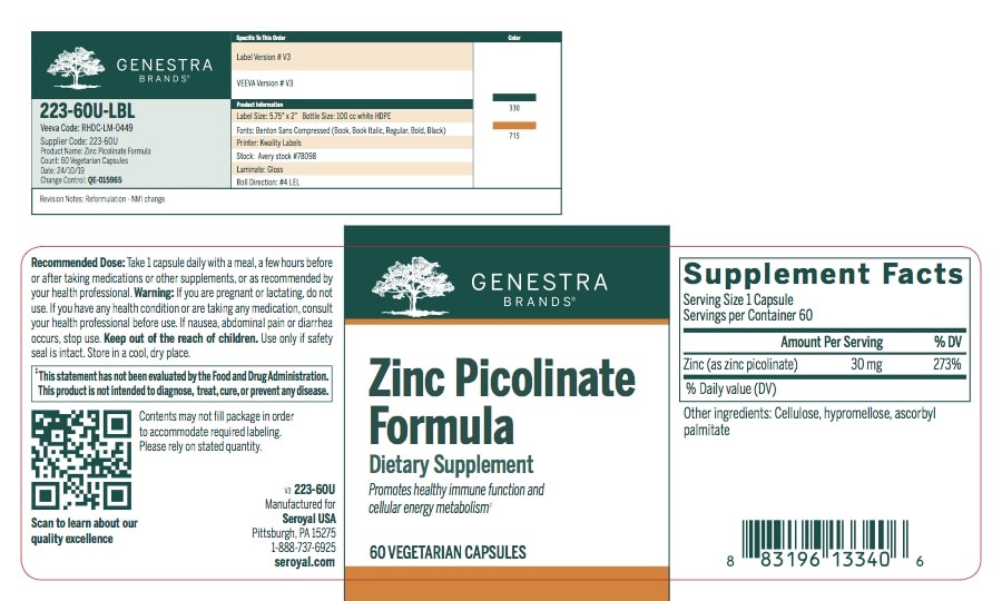 Genestra Zinc Picolinate Formula 60 caps