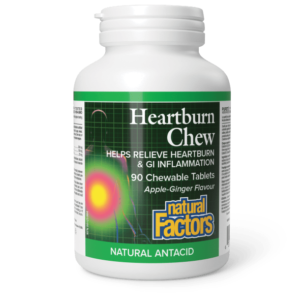 Natural Factors Heartburn Chew- Apple Ginger 90 Chewable Tablets
