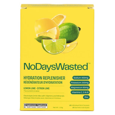 No Days Wasted Hydration Replenisher Electrolyte Mix Lemon Lime 15x8g
