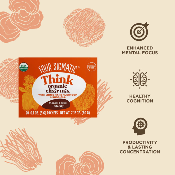 Four Sigmatic Think Organic Elixir Mix with Lion's Mane Mushroom & Rhodiola Box of 20