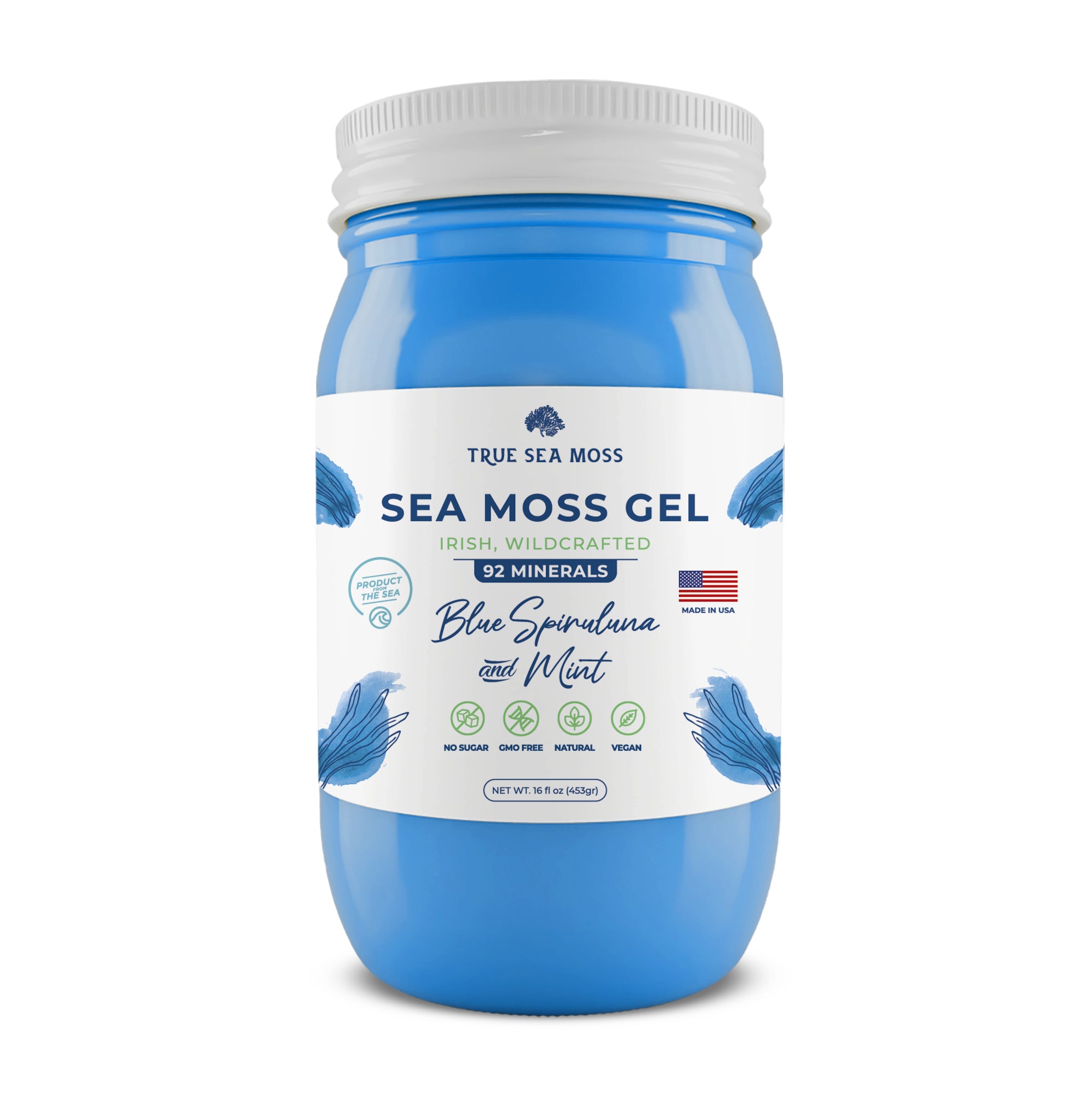 True Sea Moss - Sea Moss Gel - Blue Spirulina + Mint - 453g