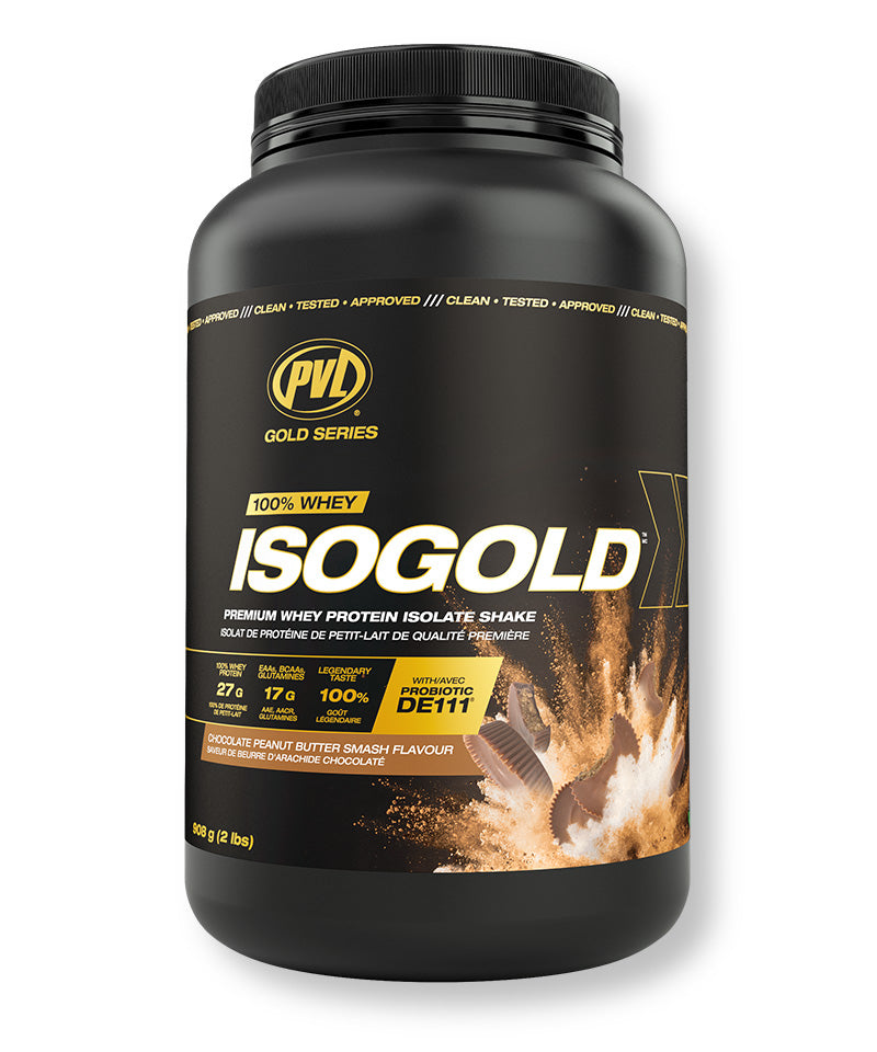 PVL ISOGOLD Premium Whey Protein Isolate Shake- Chocolate Peanut Butter Smash 2lb