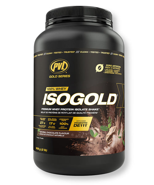 PVL ISOGOLD Premium Whey Protein Isolate Shake- Natural Chocolate 2lb