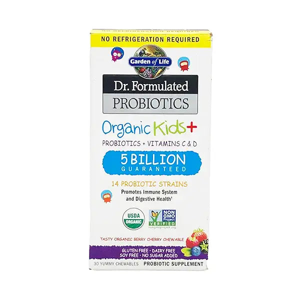 Garden of Life Organic Kids+ Probiotic 5 Billion Berry Cherry 30 chewable