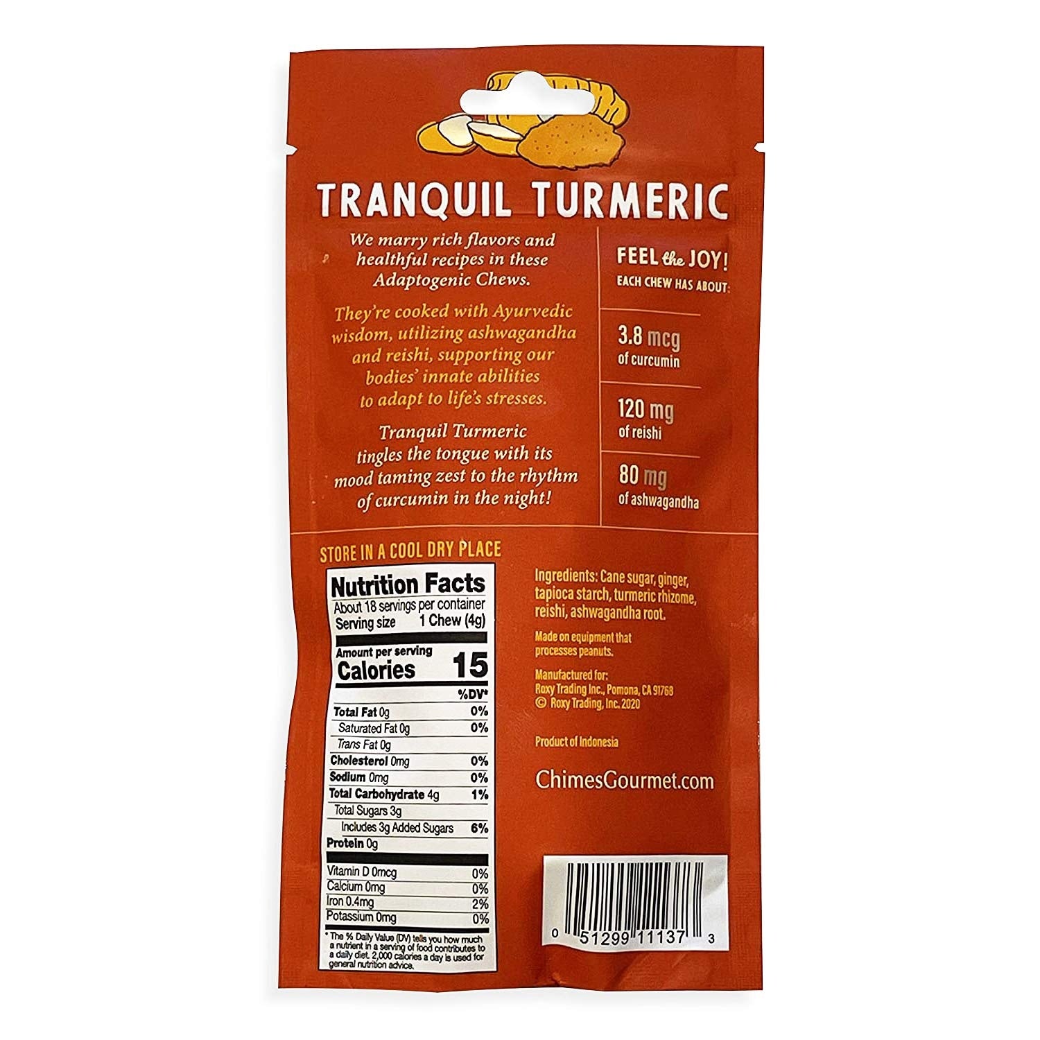 Chimes Tranquil Turmeric Herbal Chews 72g