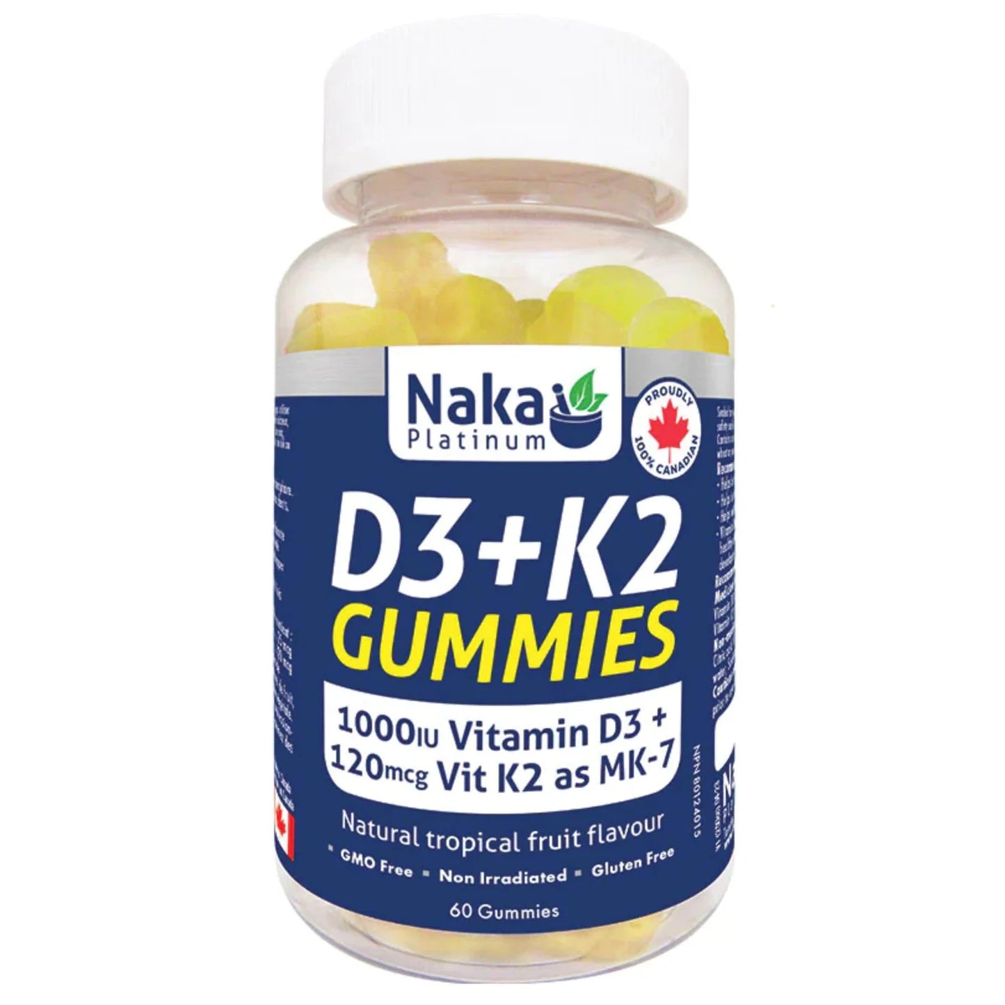Naka D3 + K2 1000IU/120mcg Tropical Fruit 60 gummies