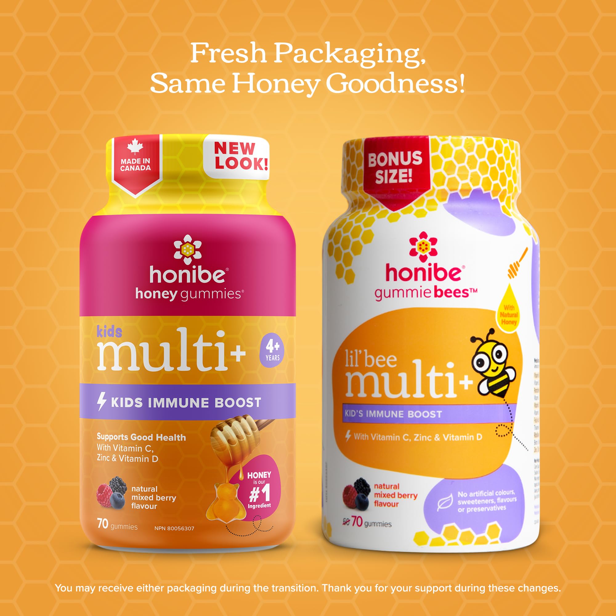 Honibe Lil Bee Multi with Immune Boost Mixed Berry 70 gummies