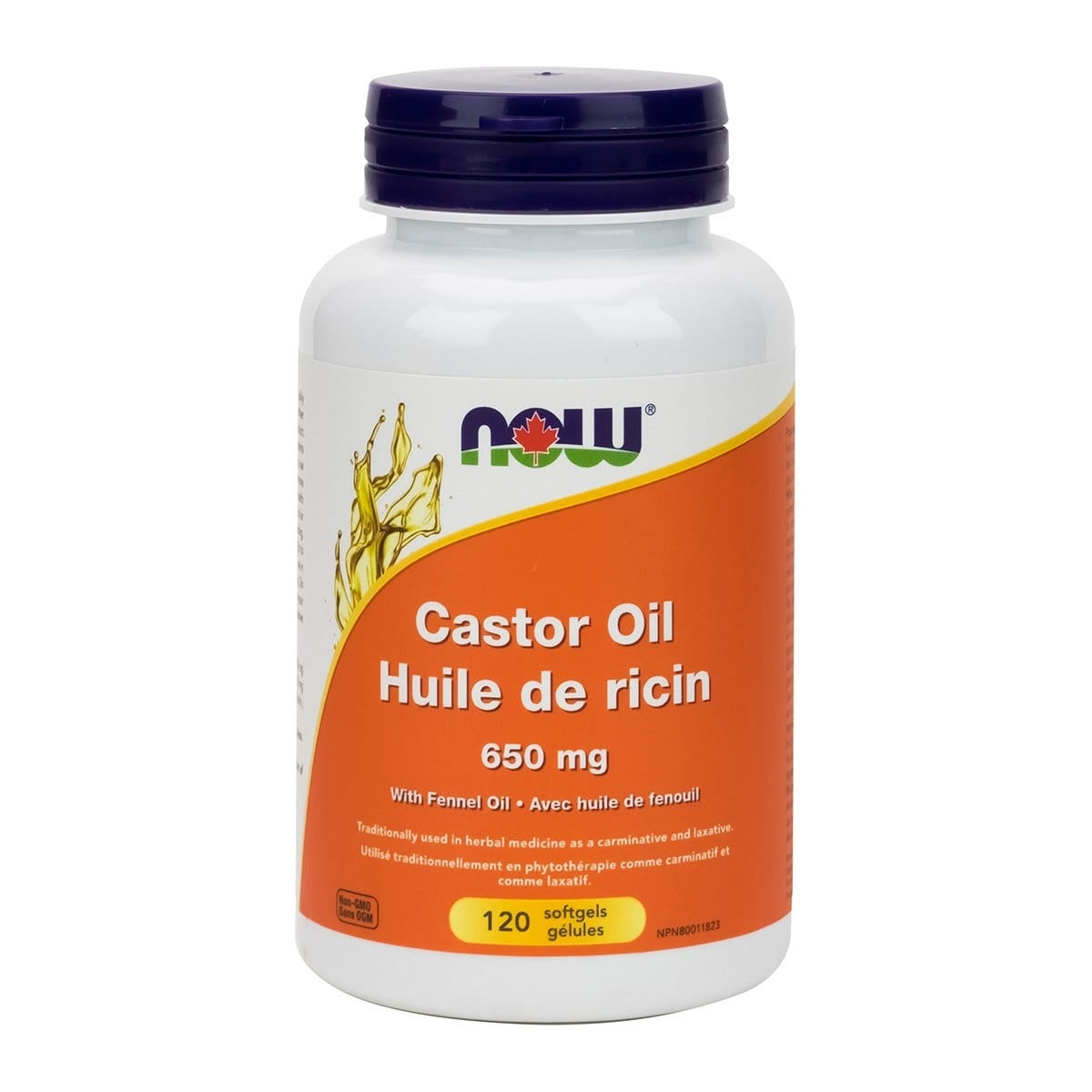 Now Castor Oil with Fennel Oil 650mg 120 softgels