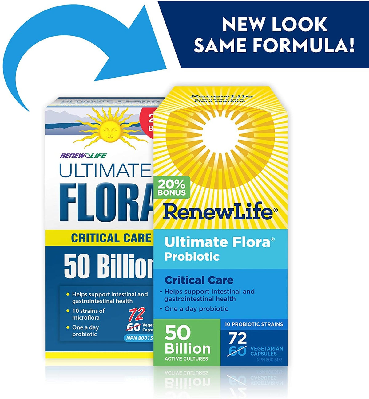 Renew Life Ultimate Flora Critical Care 50 Billion Bonus 72 caps