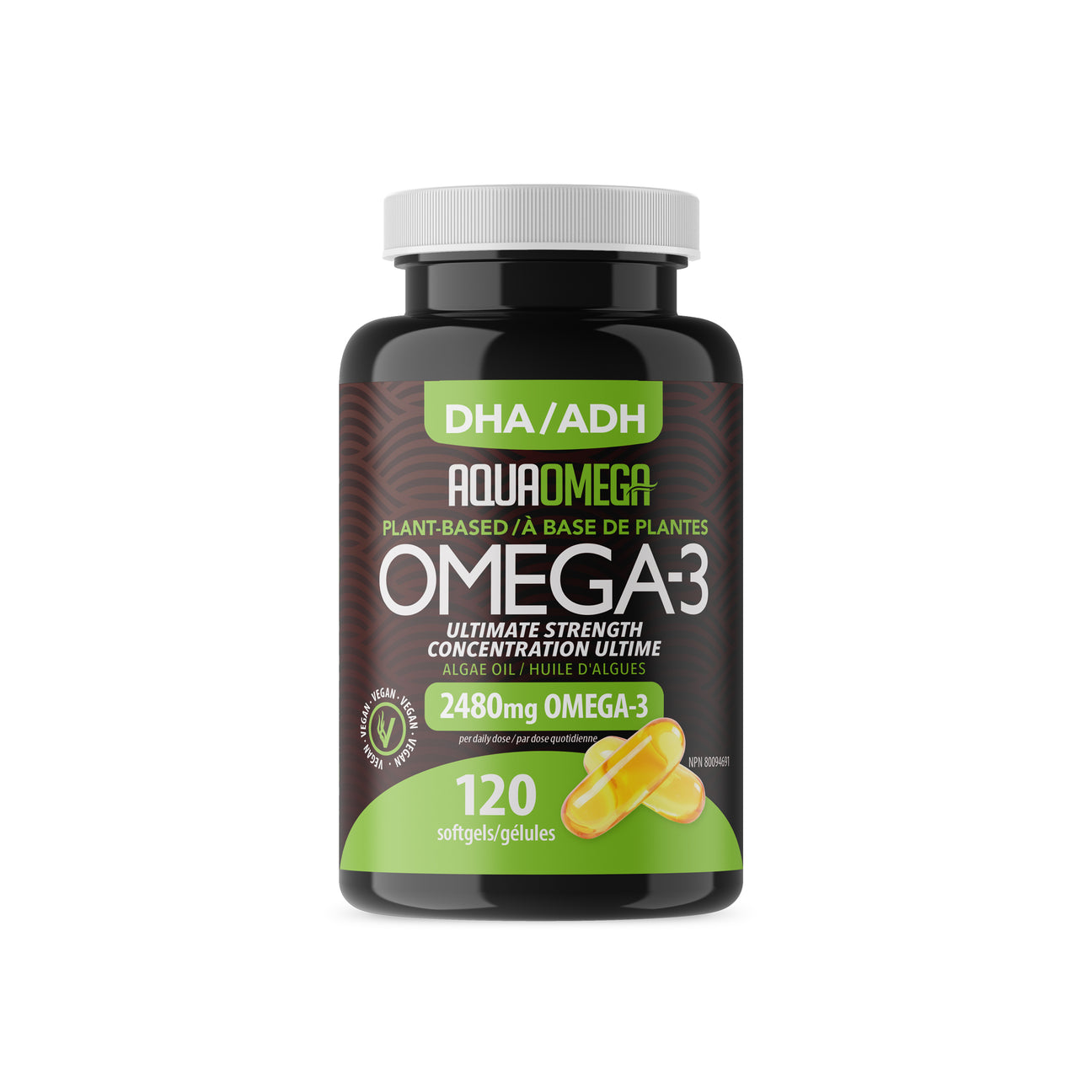 AquaOmega plant based omega-3 DHA 2000mg 120cap