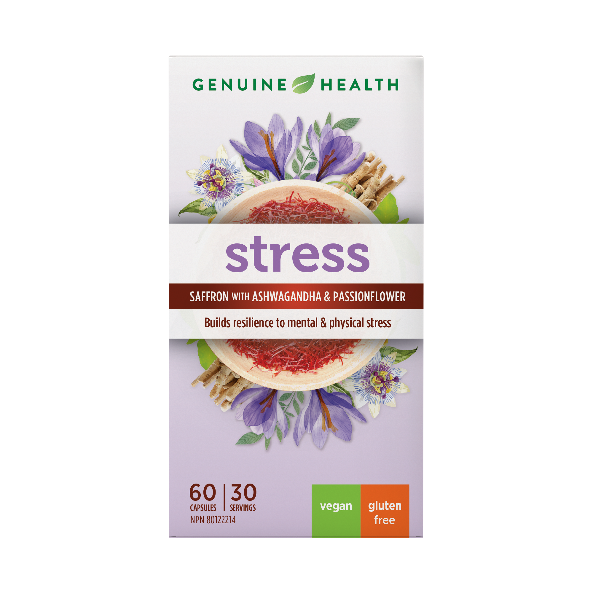 Genuine Health Stress Saffron and Ashwagandha 60 caps