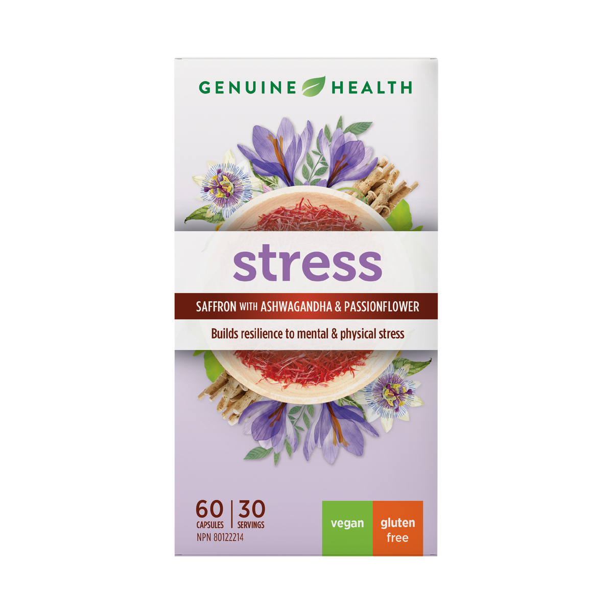 Genuine Health Stress Saffron and Ashwagandha 60 caps