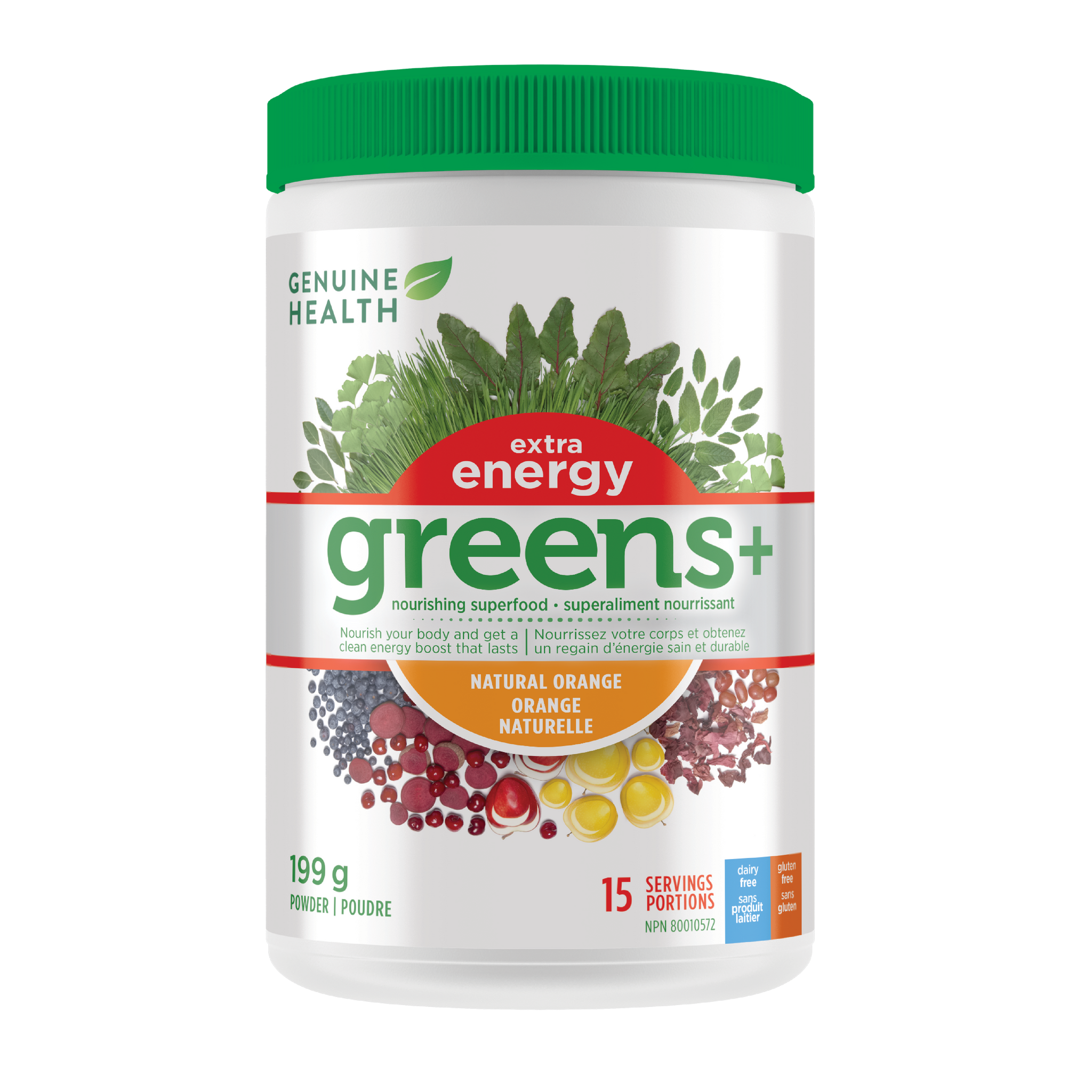 Genuine Health Greens Plus Extra Energy Natural Orange 199g
