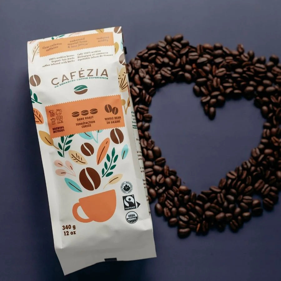 Cafezia Whole Bean Dark Roast Coffee/Herb Mix - 340g