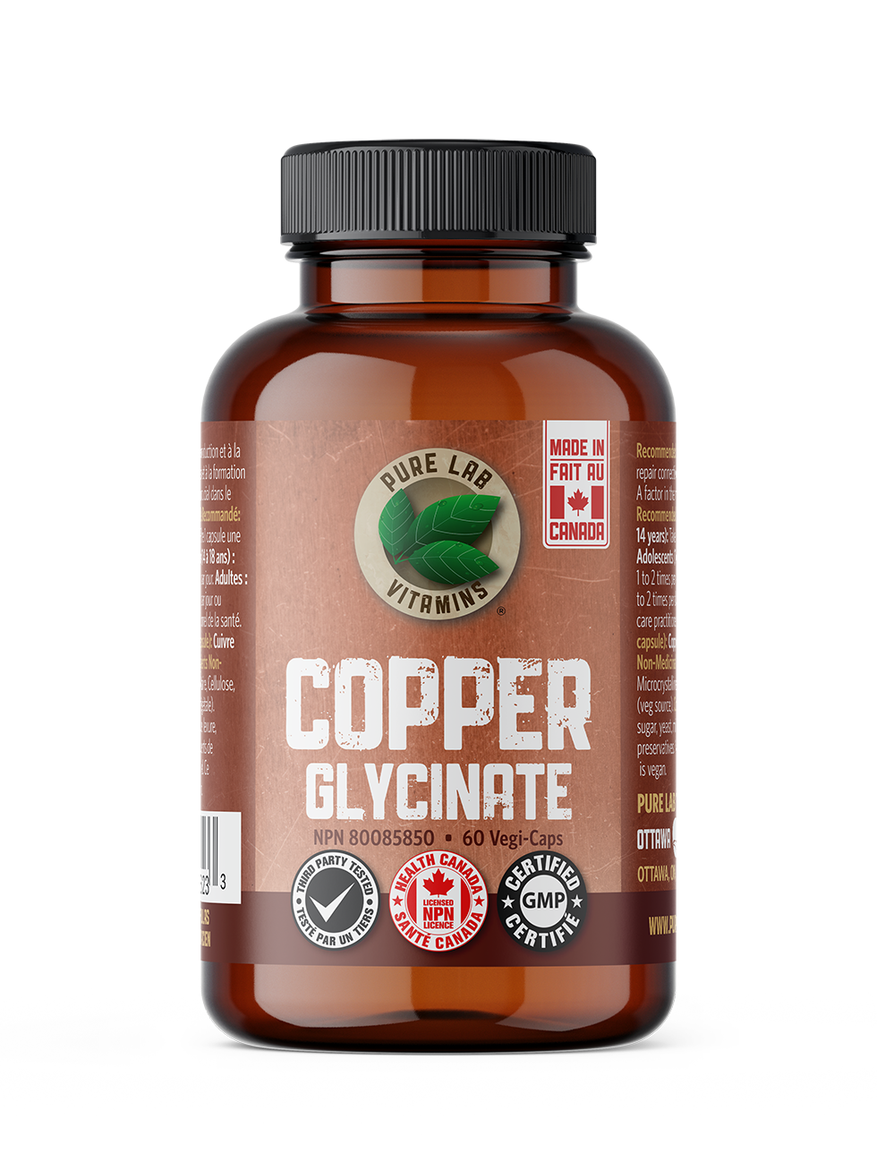 Pure Lab Vitamins Copper Glycinate 60vcap