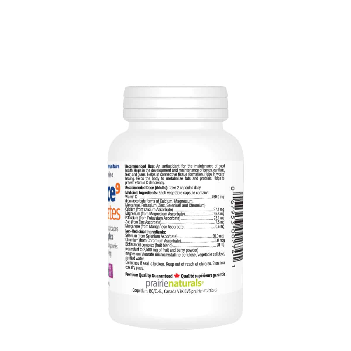 Prairie Naturals - C-Force9 Ascorbates - Buffered Mineral Complex - 60caps