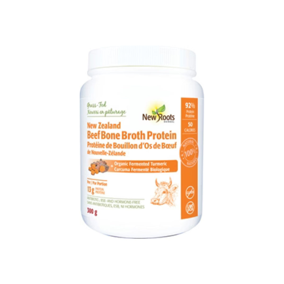 New Roots New Zealand Beef Broth Protein with Fermented Turmeric 300g