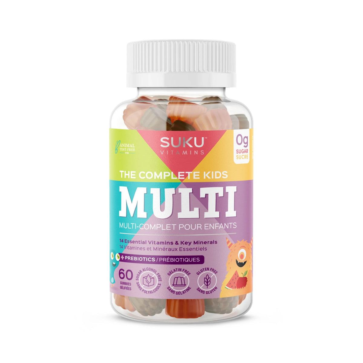SUKU The Complete Kid's Multi + Prebiotics 60 Tropical Bonanza Gummies