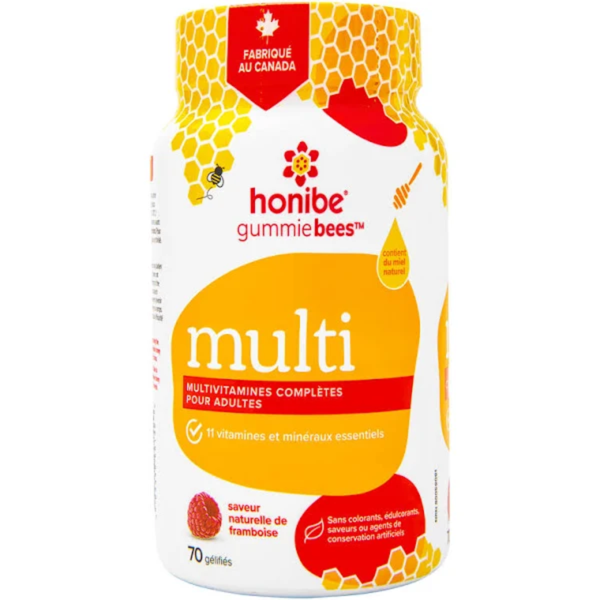 Honibe Complete Adult Multi 70 Natural Raspberry Gummies