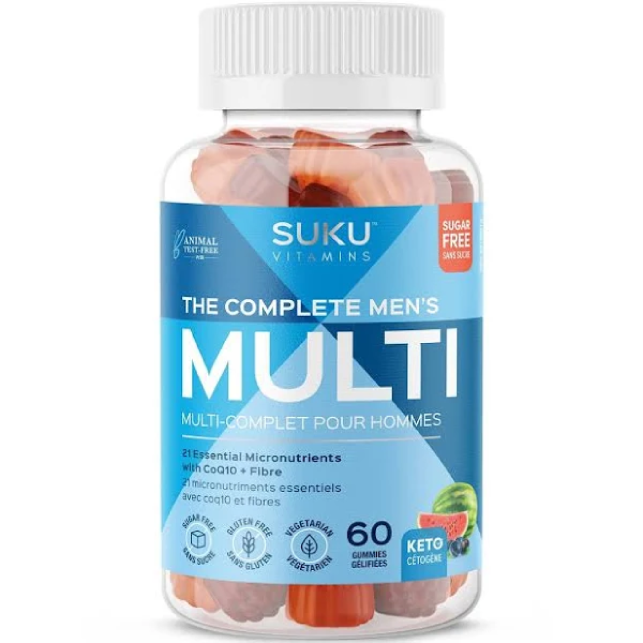SUKU The Complete Men&#39;s Multi + Prebiotics 60 Mixed Fruit Fusion Gummies