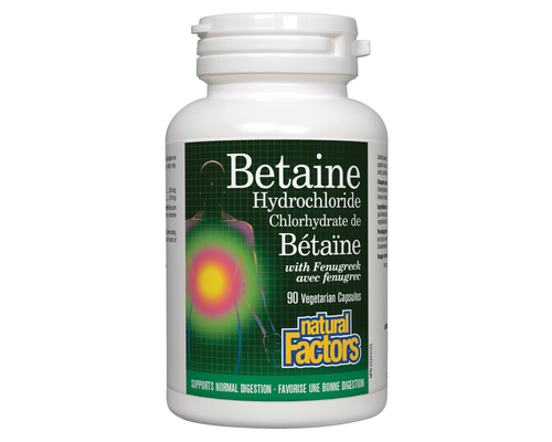 Natural Factors Betaine Hydrochloride with Fenugreek 500mg 90 caps