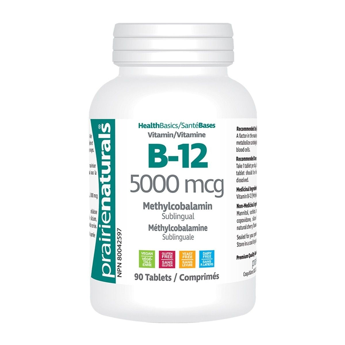 Prairie Naturals B-12 5000mcg 90 tablets