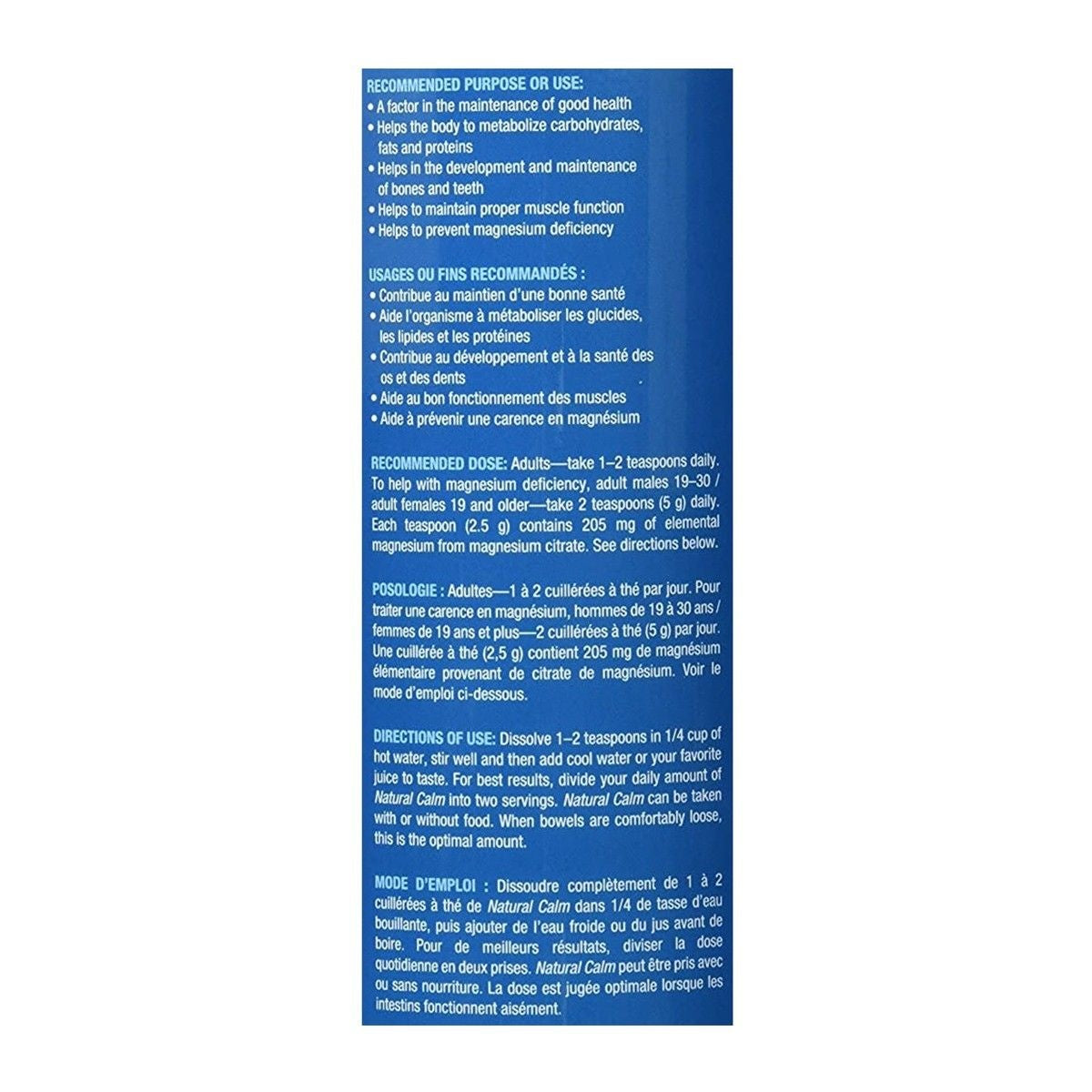 Natural Calm Magnesium Citrate Powder Original Unflavoured 8oz