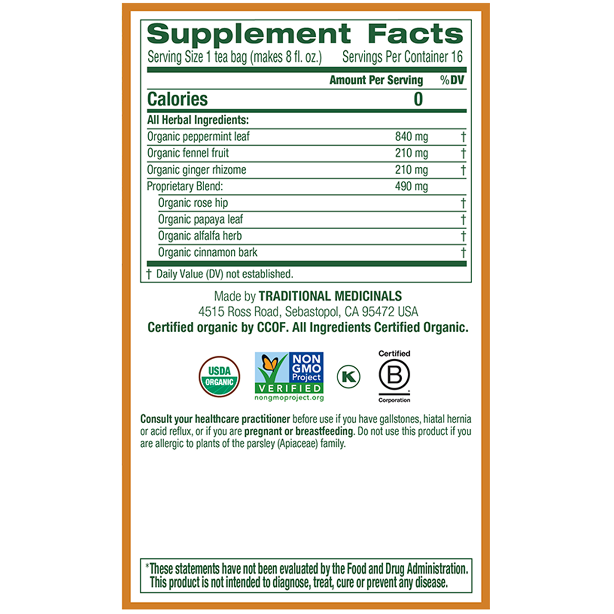 Traditional Medicines Belly Comfort Peppermint