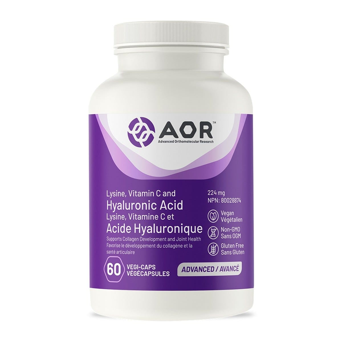 AOR Lysine, Vitamin C and Hyaluronic Acid 60 capsules