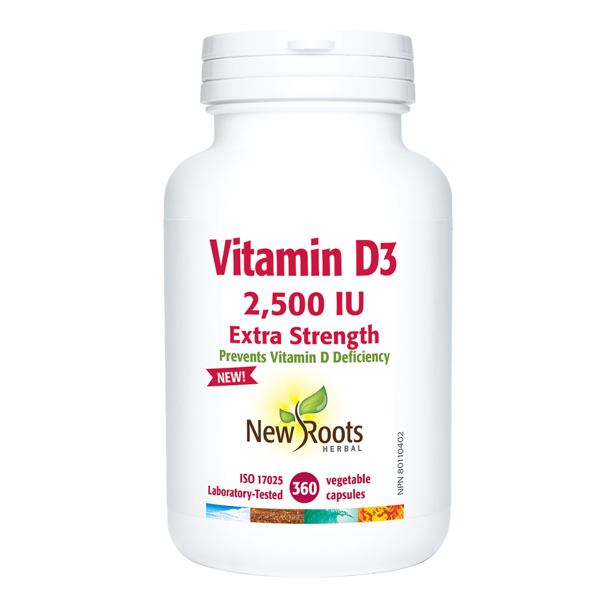 New Roots Vitamin D3 2,500IU Extra Strength 180 vcaps