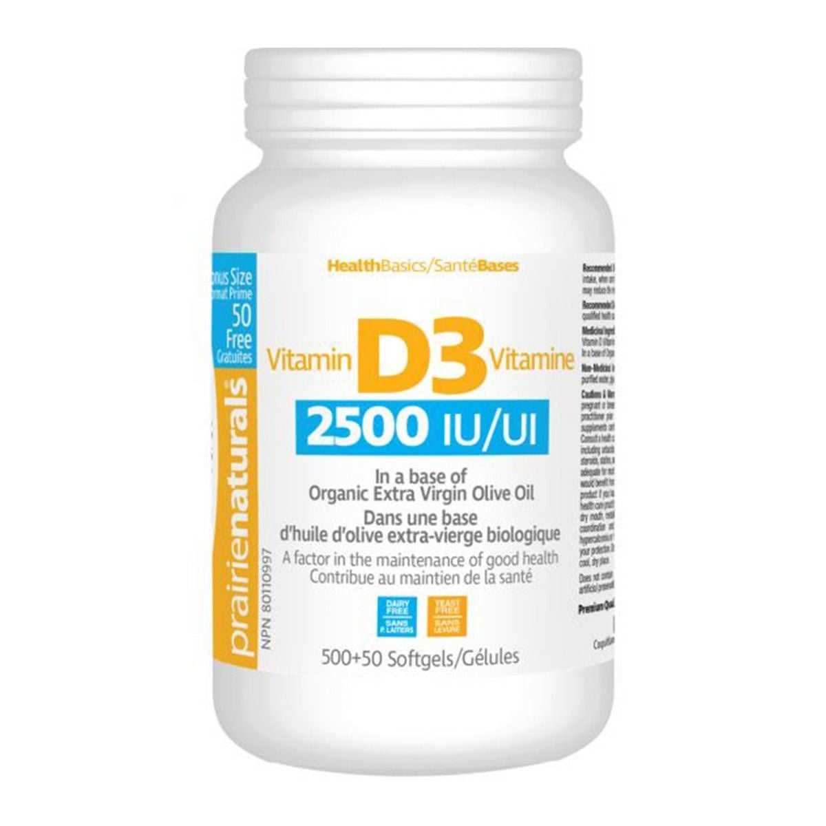 Prairie Naturals Vitamin D3 2500 IU 550 softgels