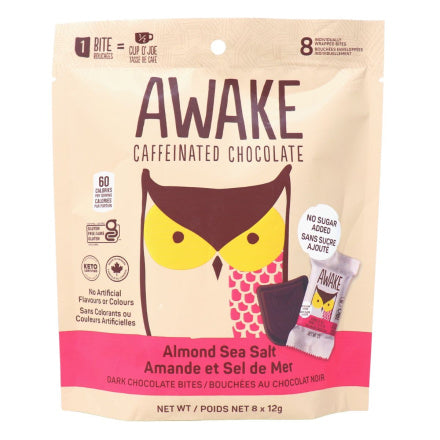 Awake Caffeinated Chocolate - Almond Sea Salt 8x12g
