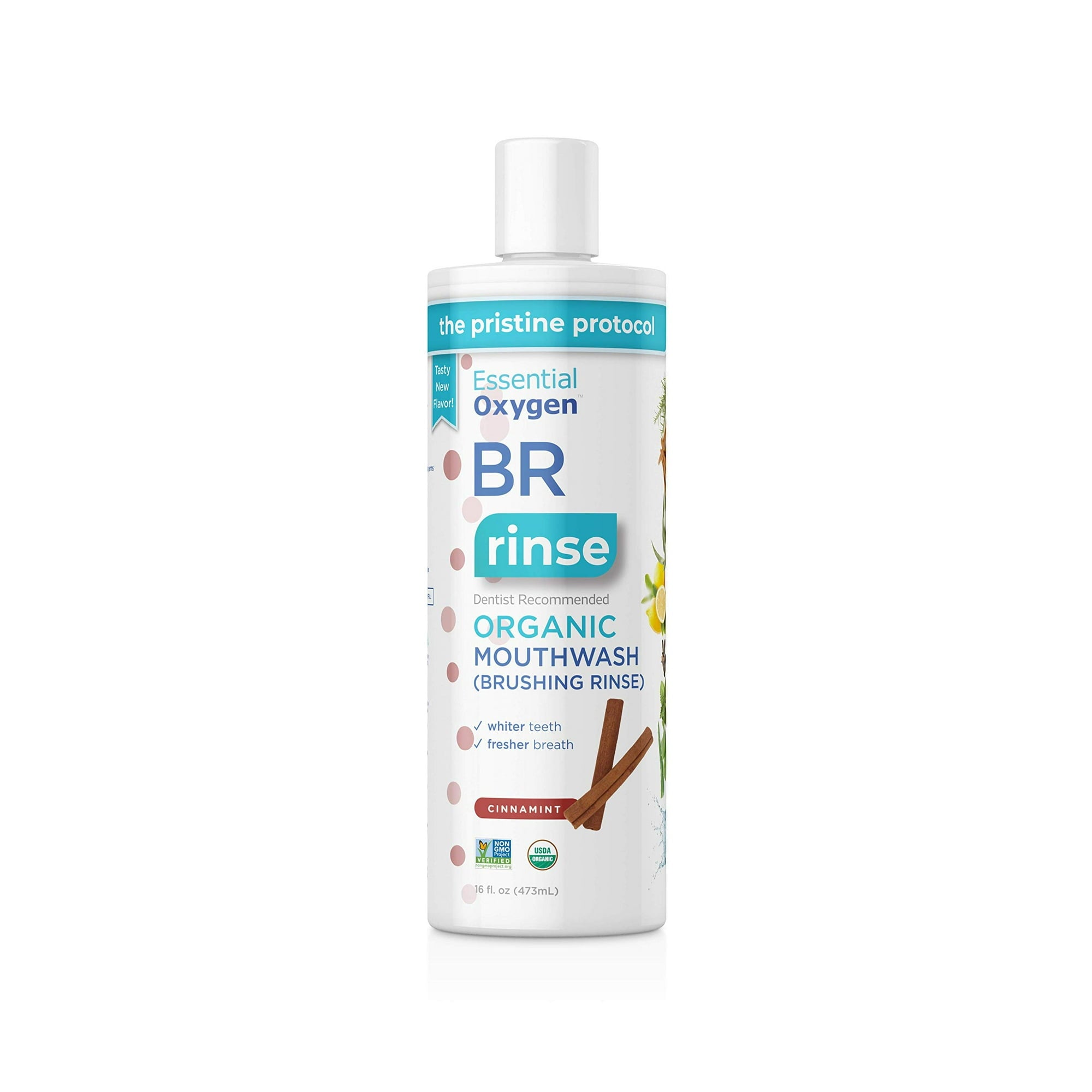 Essential Oxygen BR Rinse - Organic Mouthwash - Cinnamint - 473ml