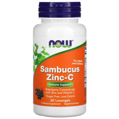 NOW Sambucus Zinc-C Elderberry Concentrate 60 lozenges