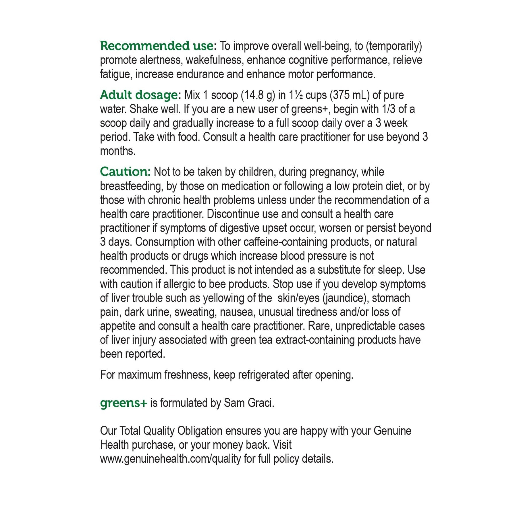 Genuine Health Greens + Extra Energy Vanilla 444g