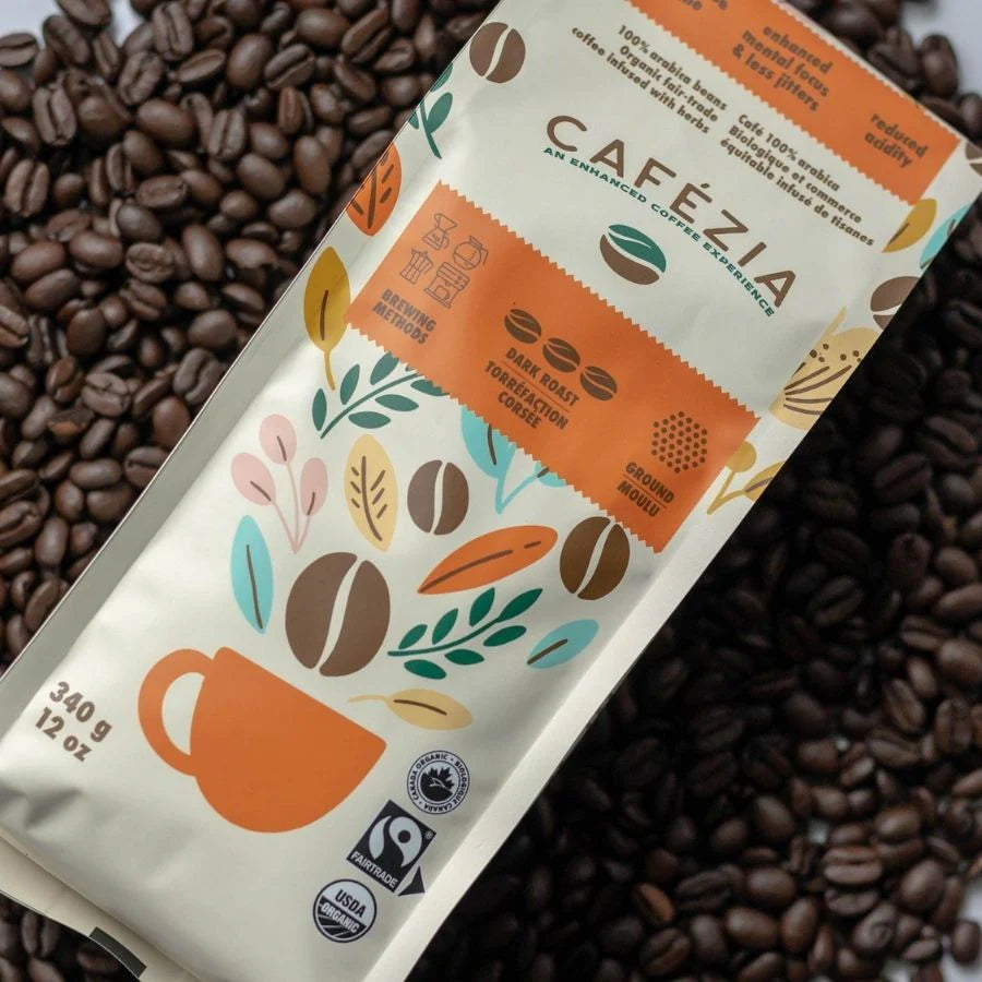 Cafezia Ground Dark Roast Coffee/Herb Mix - 340g