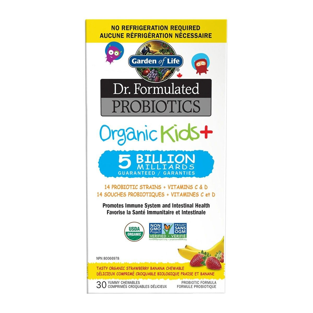 Dr. Formulated Probiotics Organic Kids+ 5 Billion 30 chewables
