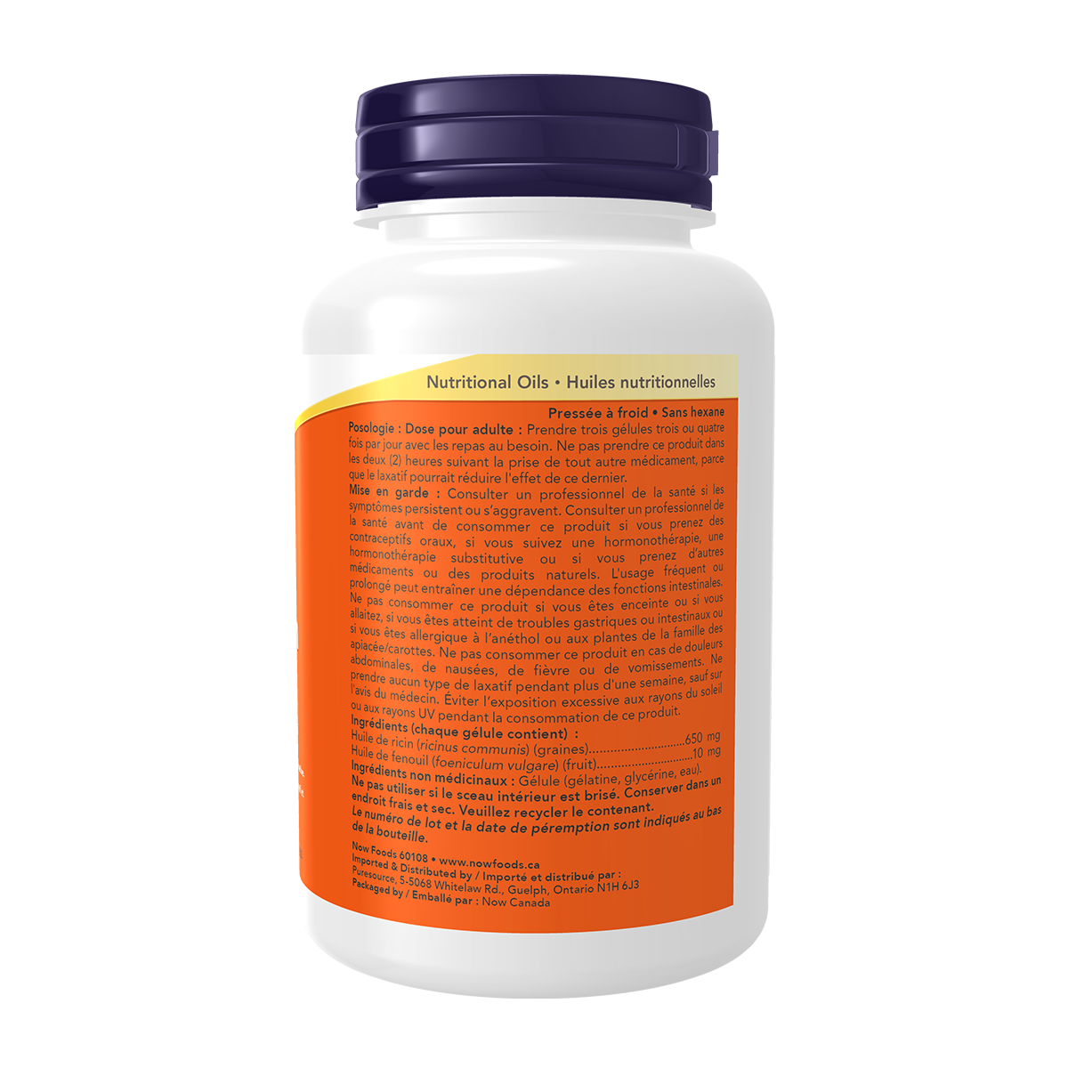 Now Castor Oil with Fennel Oil 650mg 120 softgels