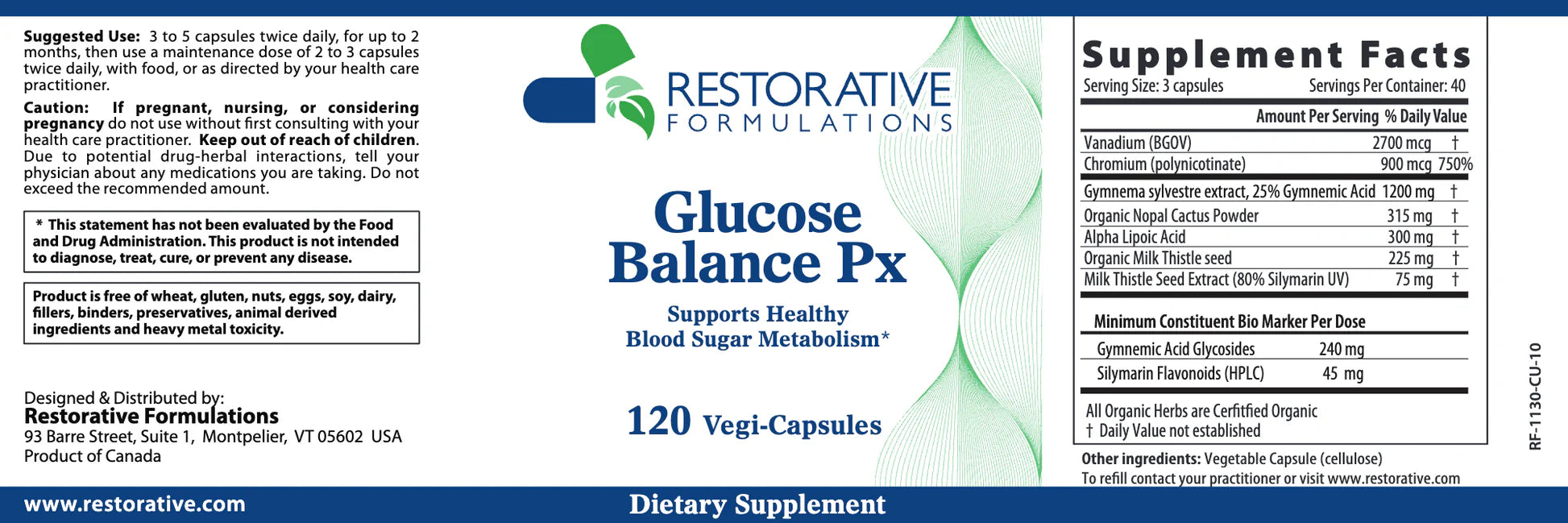 Restorative Formulations Glucose Px 120 vcaps