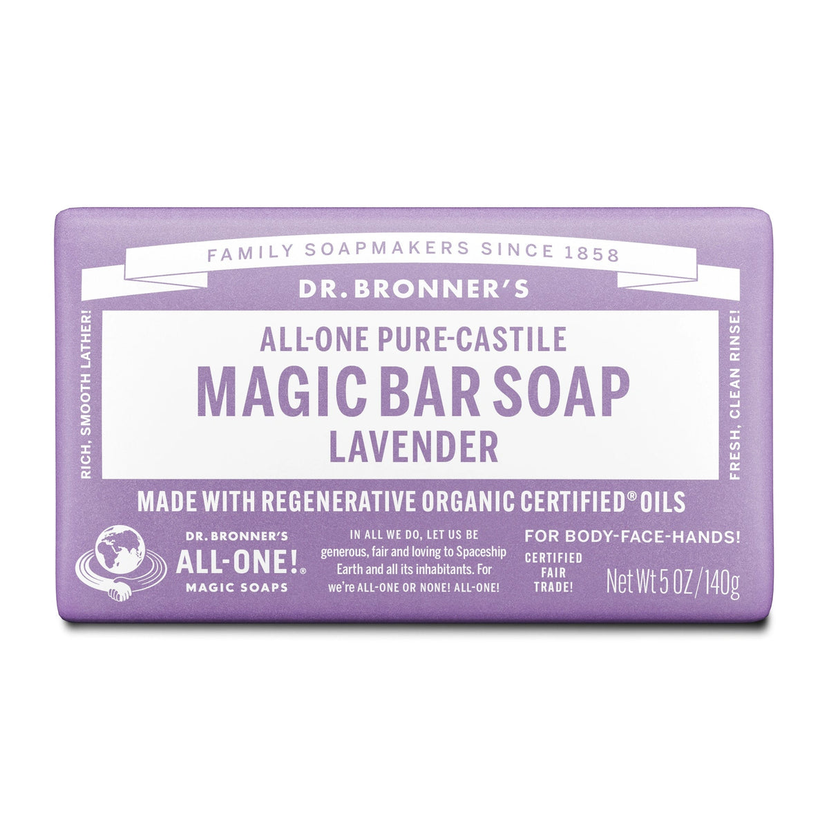 Pure Castile Bar Soap Lavender 140g