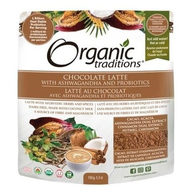 Organic Traditions Chocolate Latte with Ashwagandha and Probiotics 150g