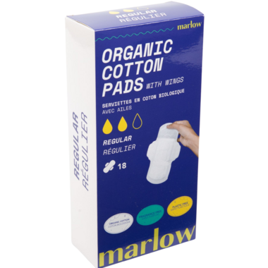 Marlow Organic Cotton Pads with Wings- Regular 18 Count