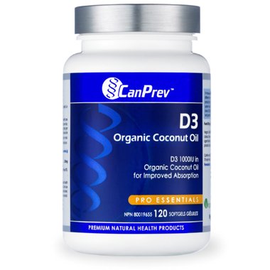 Can Prev D3 Softgels - Organic Coconut Oil 120 softgels